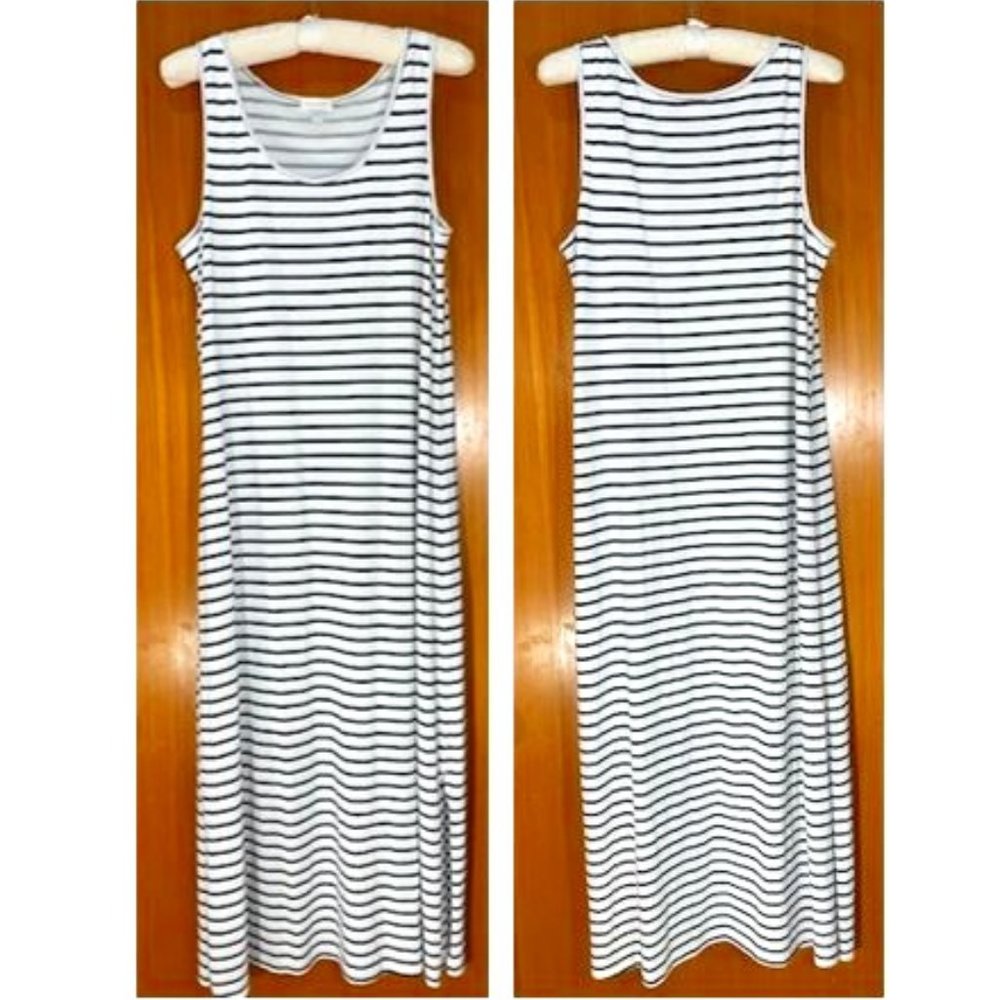 NWOT Garnet Hill Navy Striped Tank Midi Dress